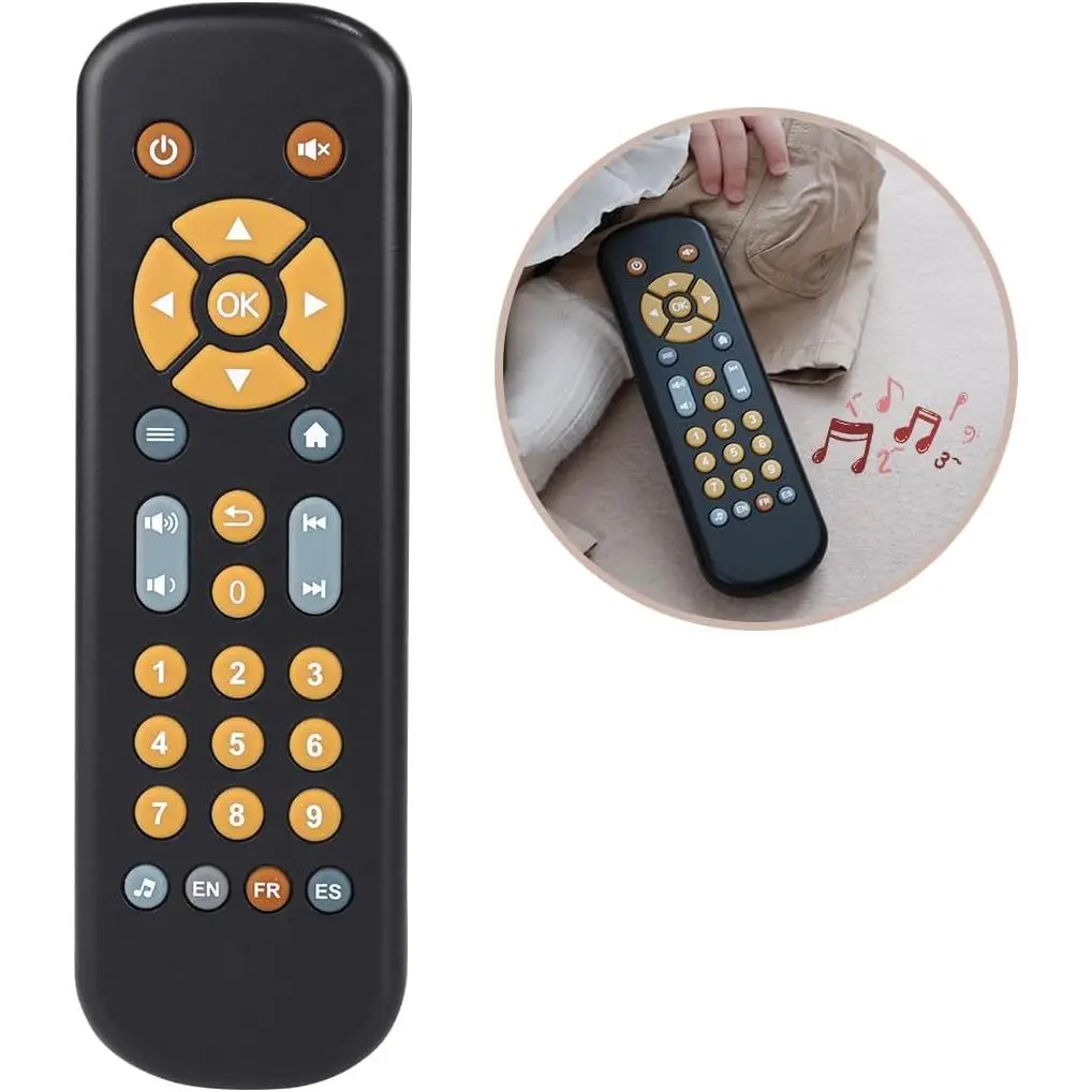 Realistic Learning Controller with Light & Music – Interactive Educational Toy  Toddlers, Trilingual English/Spanish/French Number Learning & Pretend Remote Play  Kids Ages 1-3,Black