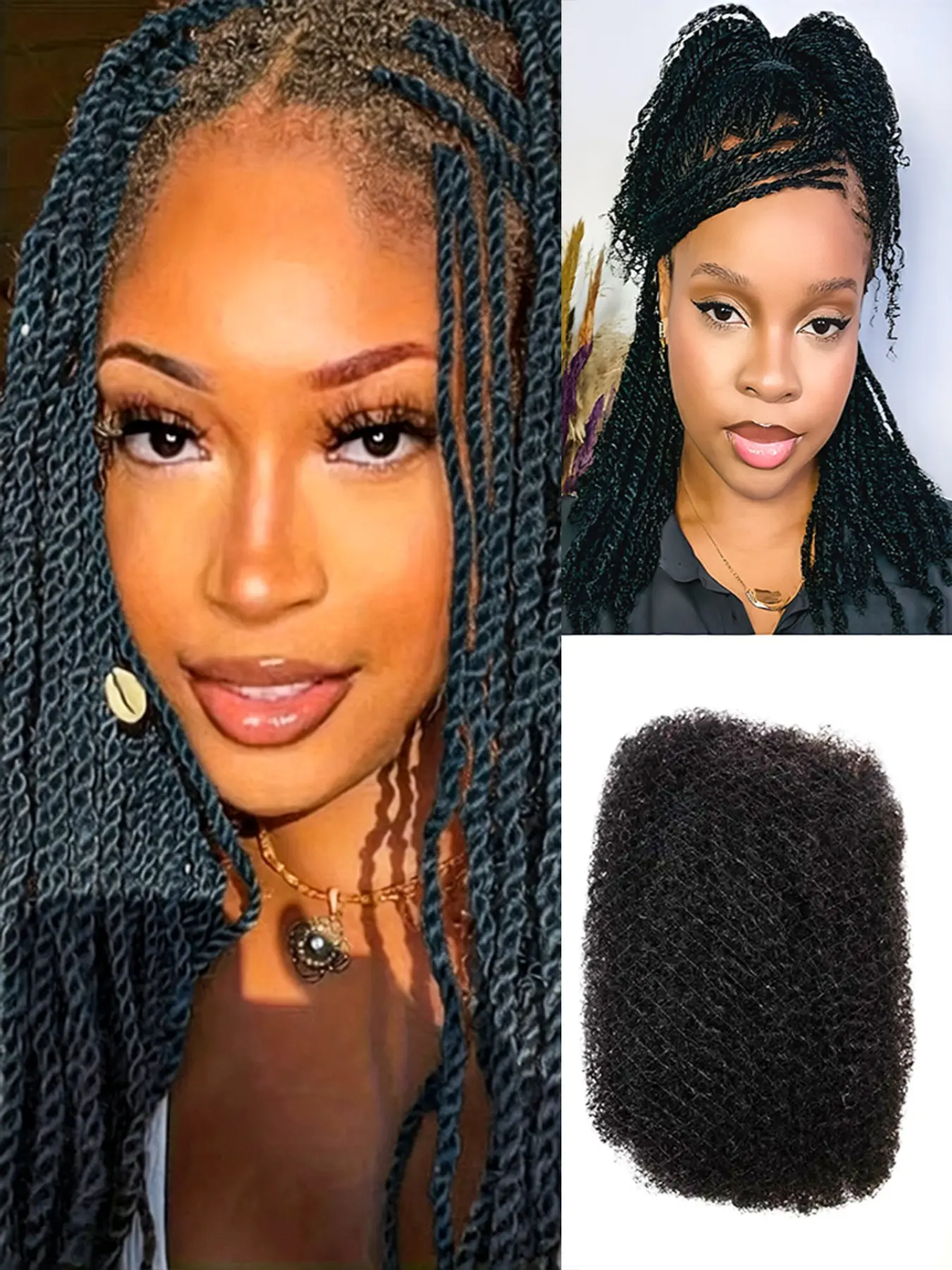 30g Afro Kinky Bulk Human Hair, Afro Curly Bulk Braiding Hair, Natural Color No Weft Hair for Dreadlocks Micro Locs Mini Twists, Perfect for Loc Repair & Hair Extensions