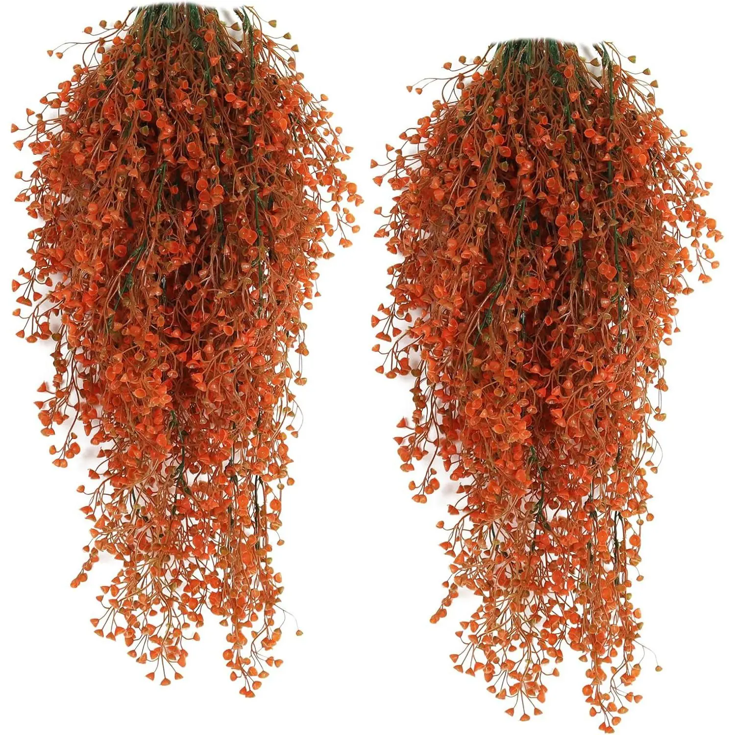 Fall Faux Hanging Plants 4 Pcs Artificial Fall Plants Large Faux Hanging Plant Autumn Fall Hanging Vines Wall Plants Thanksgiving Home Garden Wedding Party Indoor Outdoor Decor(Orange 4Pcs)