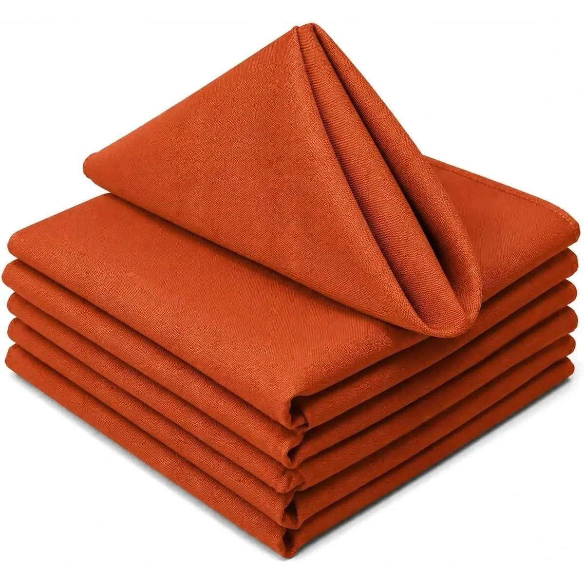 17"x17" Polyester Cloth Napkins, Set of 6 (Burnt Orange) | Easy-Care, No-Iron Finish, Superior Color Retention, Machine Washable