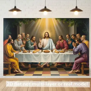 The Last Supper Backdrop Religious Scene Painting Style Christian Tapestry Wall Hanging Photography Background Wedding Anniversary Communion Event Decor Polyester Fiber