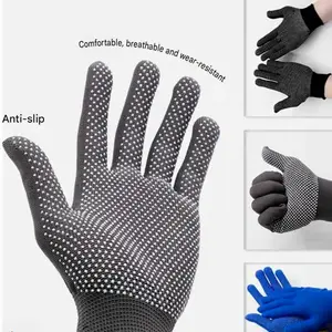 3pcs Lightweight Dotted-Palm Nylon Anti-Slip Gloves, Unisex Protective Gloves for Driving & General Handling Tasks