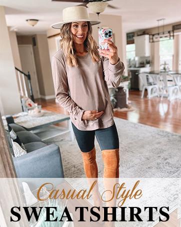 WIHOLL Womens Sweatshirt Crewneck Long Sleeve Shirts High Low Tops Curved Hem*(Size UP 1-2 for True Oversized Look!)*