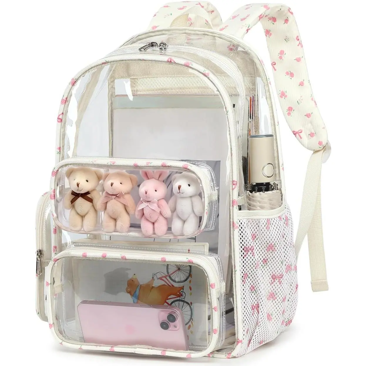 Clear Backpack Heavy Duty Transparent Backpack 17" See Through Bookbag for College Work Festival  Padded Strap ()