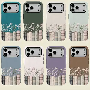 Soft Girl Case for iPhone11/12/13/14/15/16/17/promax, Floral Bookshelf Lightweight, Drop-Proof, Perfect for Teen Girls Suitable for Samsung S26 S25 S24 FE