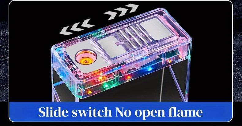 Transparent box lighter, tungsten wire lighter, rechargeable windproof lighter, USB rechargeable lighter, soft and hard shell compatible, box rack that can hold 20