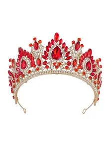 New Crown Headpiece Bridal Tiara European and American Baroque Crown Alloy Crystal Accessories