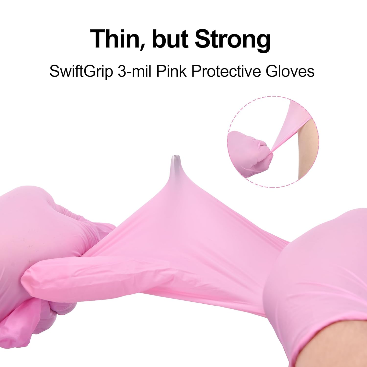 Pink Disposable Gloves, 3-mil,   Gloves Disposable Latex Free, Gloves for Cleaning & Esthetician, Pink Rubber Gloves, Pink Cleaning Gloves, , 100-ct Box (Small)
