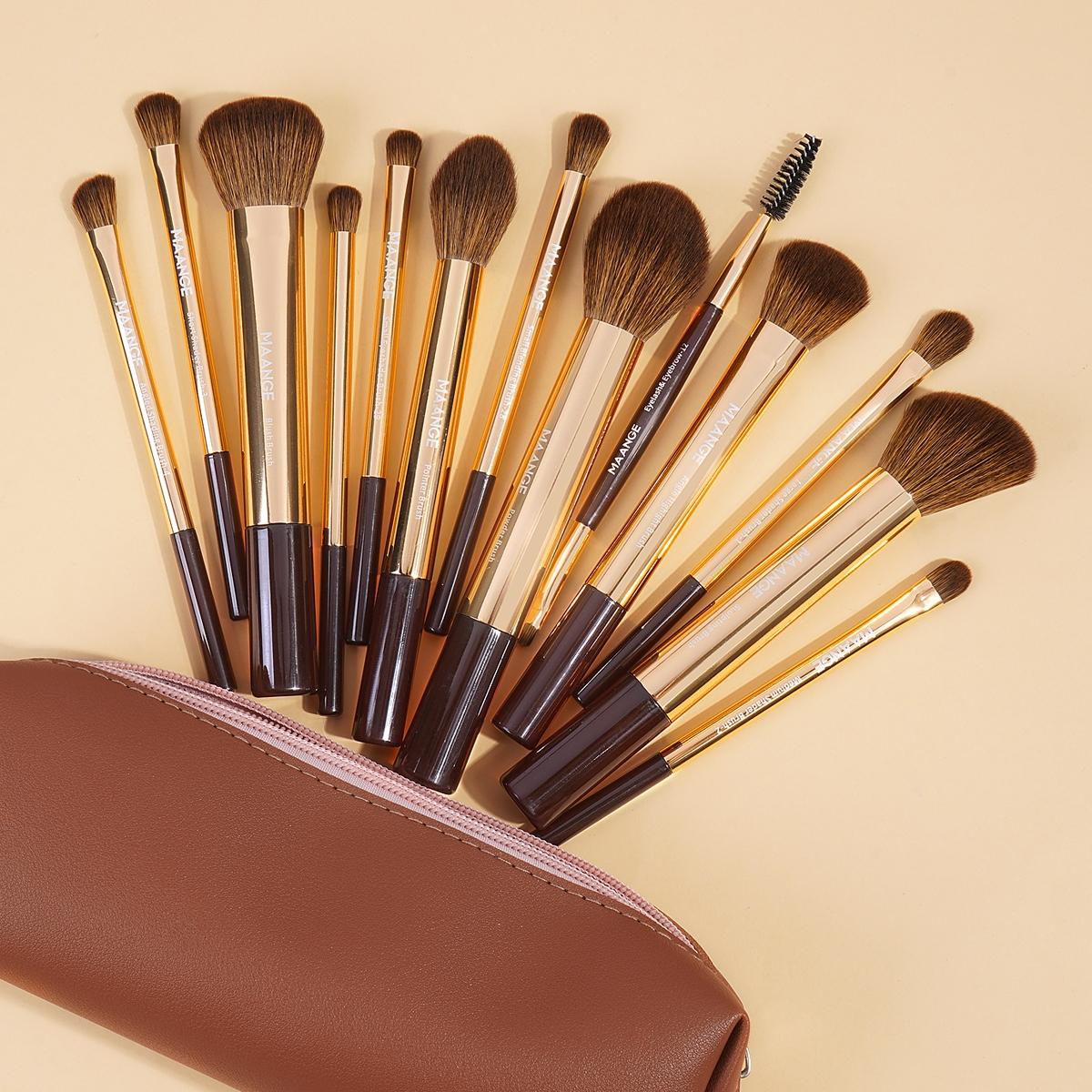 Makeup Brush Set with Storage Bag, 14pcs/set Professional Makeup Brushes for Foundation, Powder, Concealers, Eyeshadow, Makeup Blending Brush, Eyelash Brush, Makeup Tools for Women