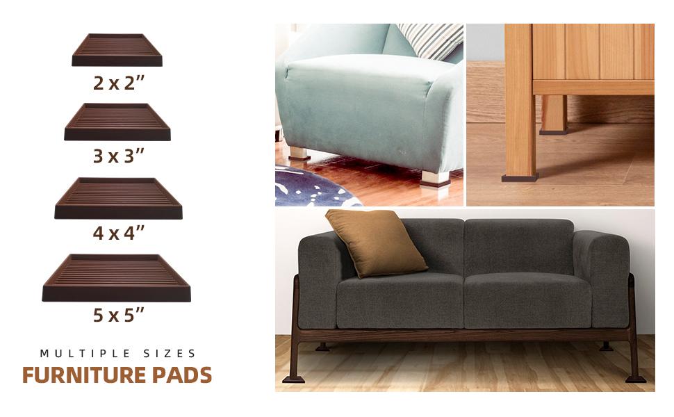 3X3 Square Furniture Caster Cups with Anti-Grip (Set of 8) - Customer Trusted Pads for Furniture Legs and Furniture Protectors