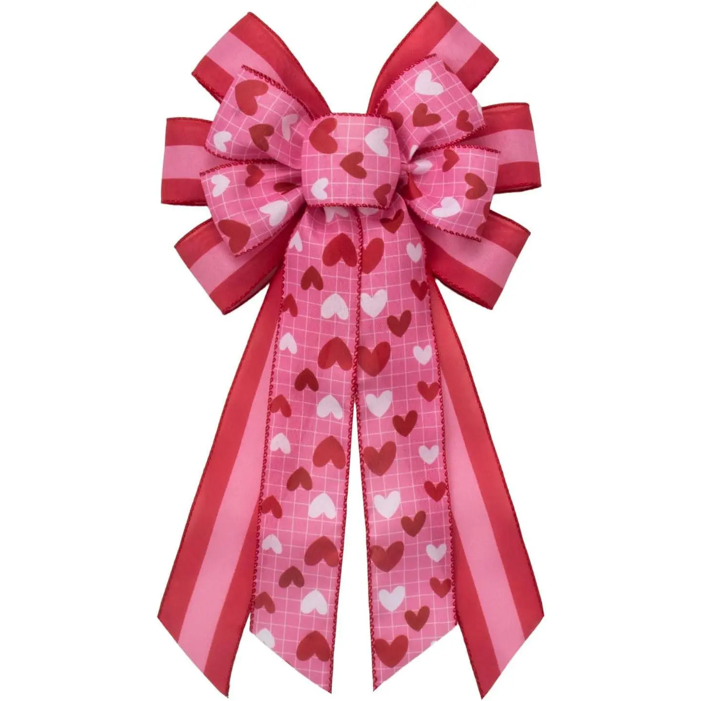 Large Valentine's Day Wreath Bow  Heart Bows for Wreaths, Red  Stripe Ribbon Tree Topper Bow Valentines Decor Bows for  Indoor Outdoor Decoration Wreath Ornament Supplies