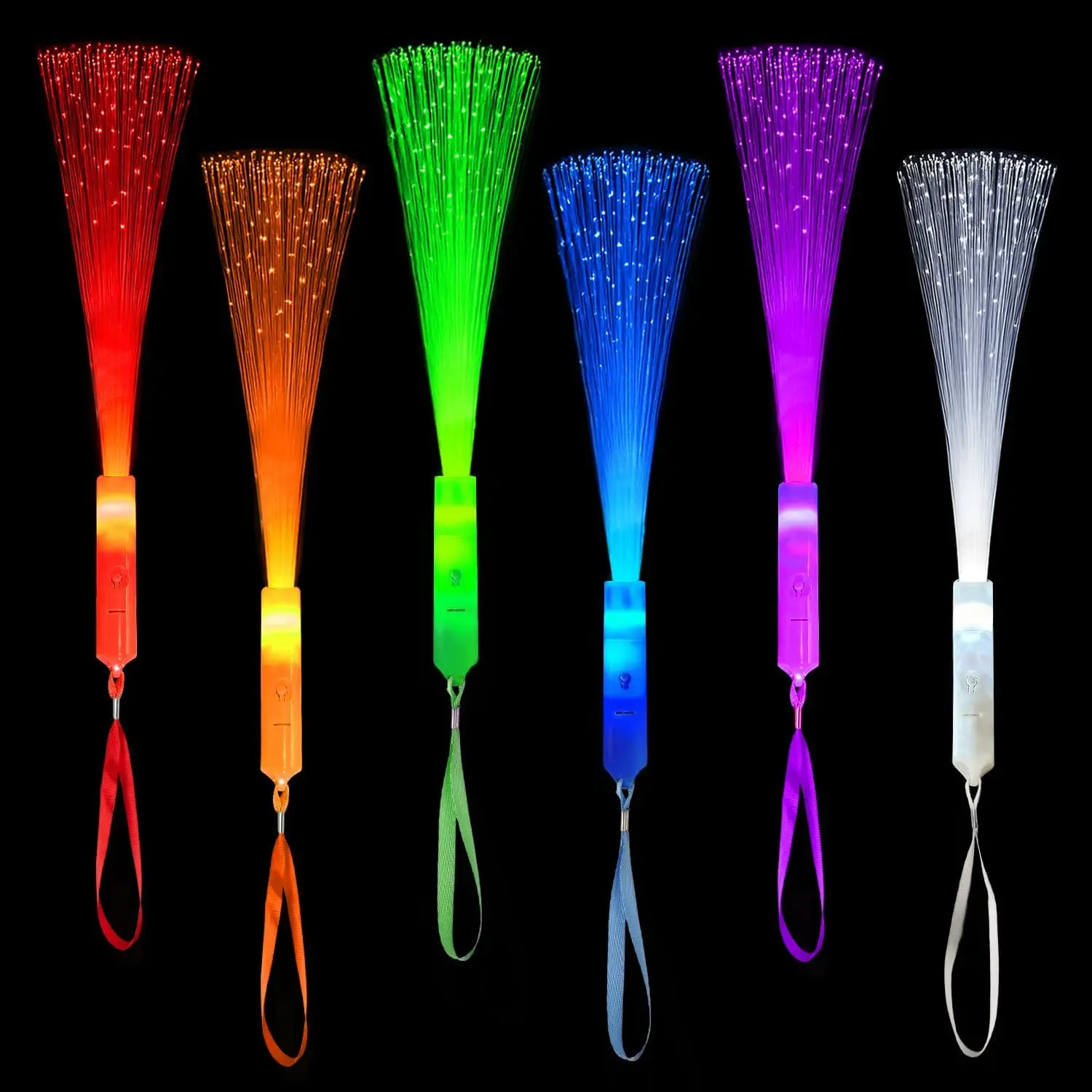 6 Pack Glow Sticks Toys Party Favors Supplies for , Light Up Camping Essentials  Fiber Optic Wand Sparklers  for , Neon Accessories Decorations for Basket, Wedding, Birthday