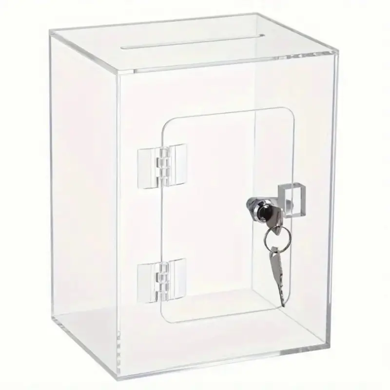 Acrylic Donation Box, 7.87 X 5.9 X 4.72 Inches, Ballot Suggestion Box Money Storage Container for Voting, Charity, Ballot, Contest, Suggestions