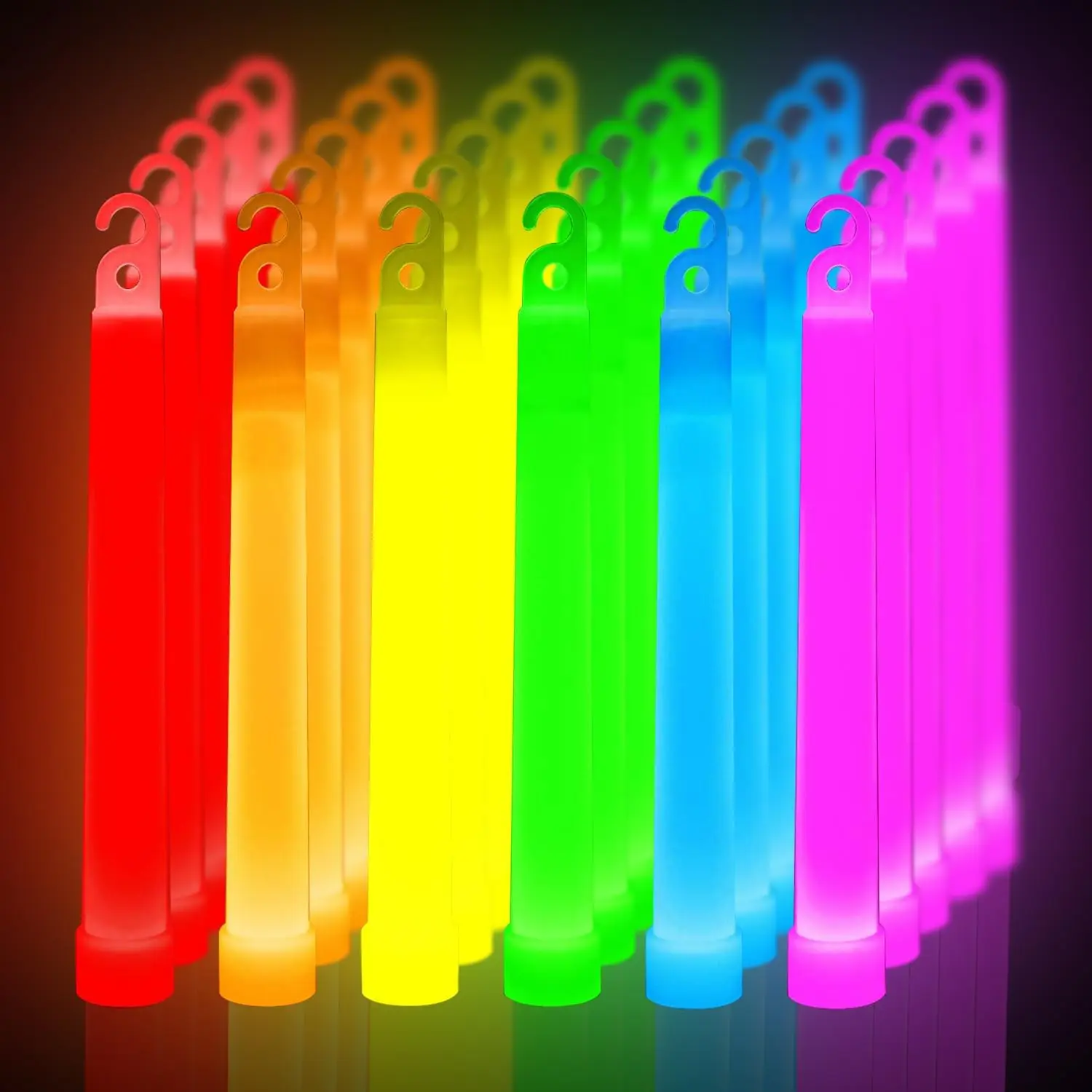 25 Pack 6 Inch Glow Sticks Bulk Party Pack for  and Adults | Glow In The Dark Party Supplies, Bulk Glow Sticks, Party Favors, Glow Necklaces, Camping Glow Sticks, Large Glow Sticks