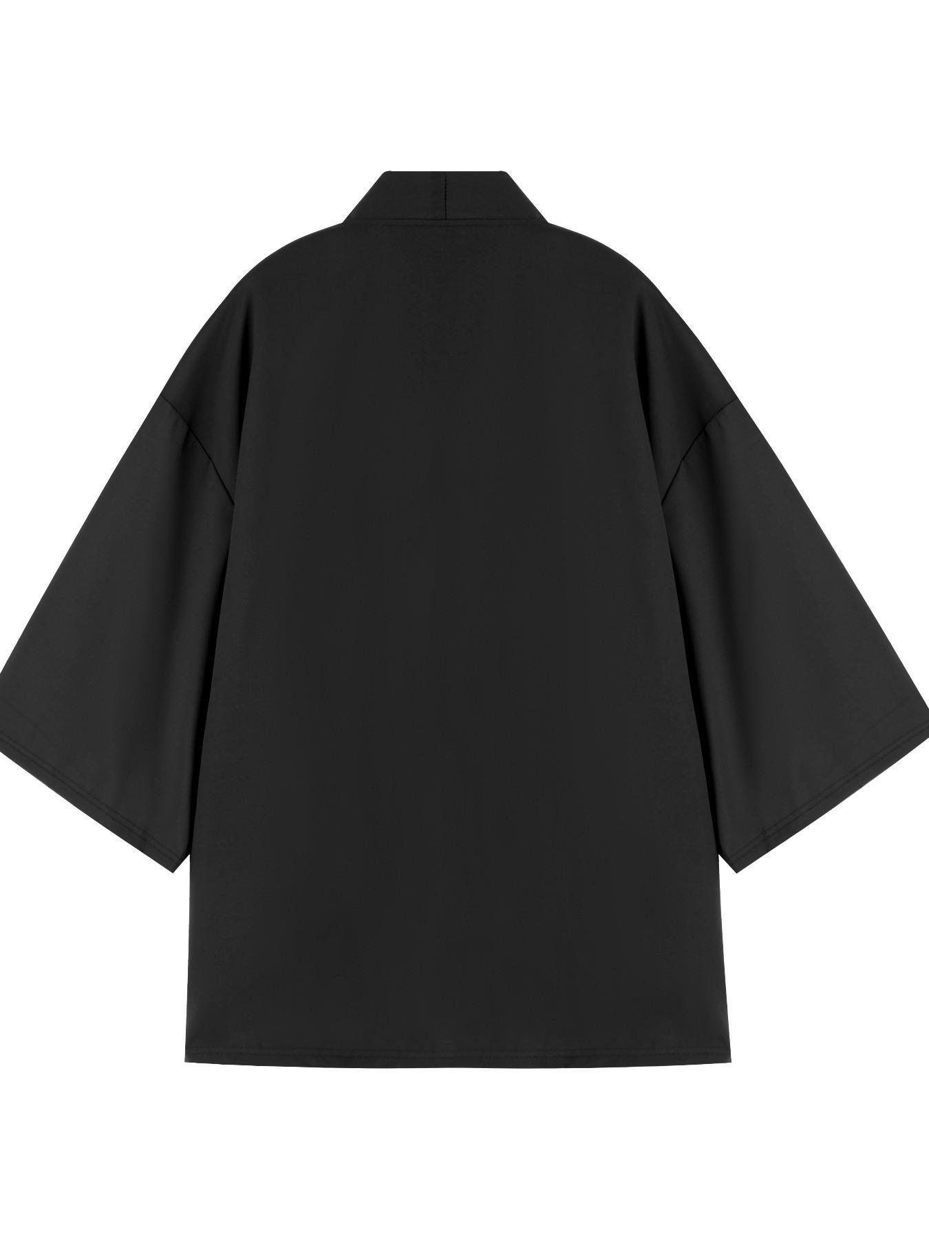 Men's Seven-Quarter Sleeve Japanese Kimono Robe Jacket, Loose Fit Summer Thin Sun Protection Top, Casual Holiday Style