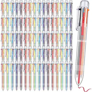 100 count 6 in 1 Multicolor Ballpoint Pen Bulk 0.5 mm 6 Color Retractable Ballpoint Pen Colorful Ink Pen Party Favors Rainbow Pen for , Gel Ink Nurse Pens for Office School Students  (100)