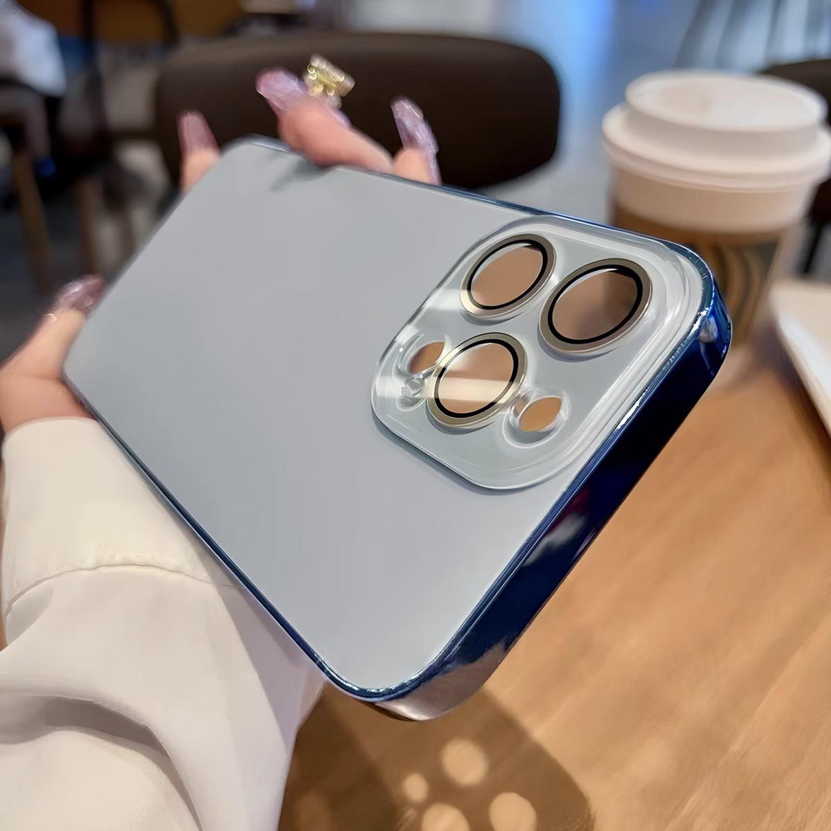 Luxury Plating Cute Case for iPhone 17 Pro Max 16 15 14 13 12 Full Lens Protection Electroplated Original Color Glossy Glass Back Cover for Girl Woman Christmas Gift Protector Pink Casing Shockproof High-Quality Mobile Phone Case