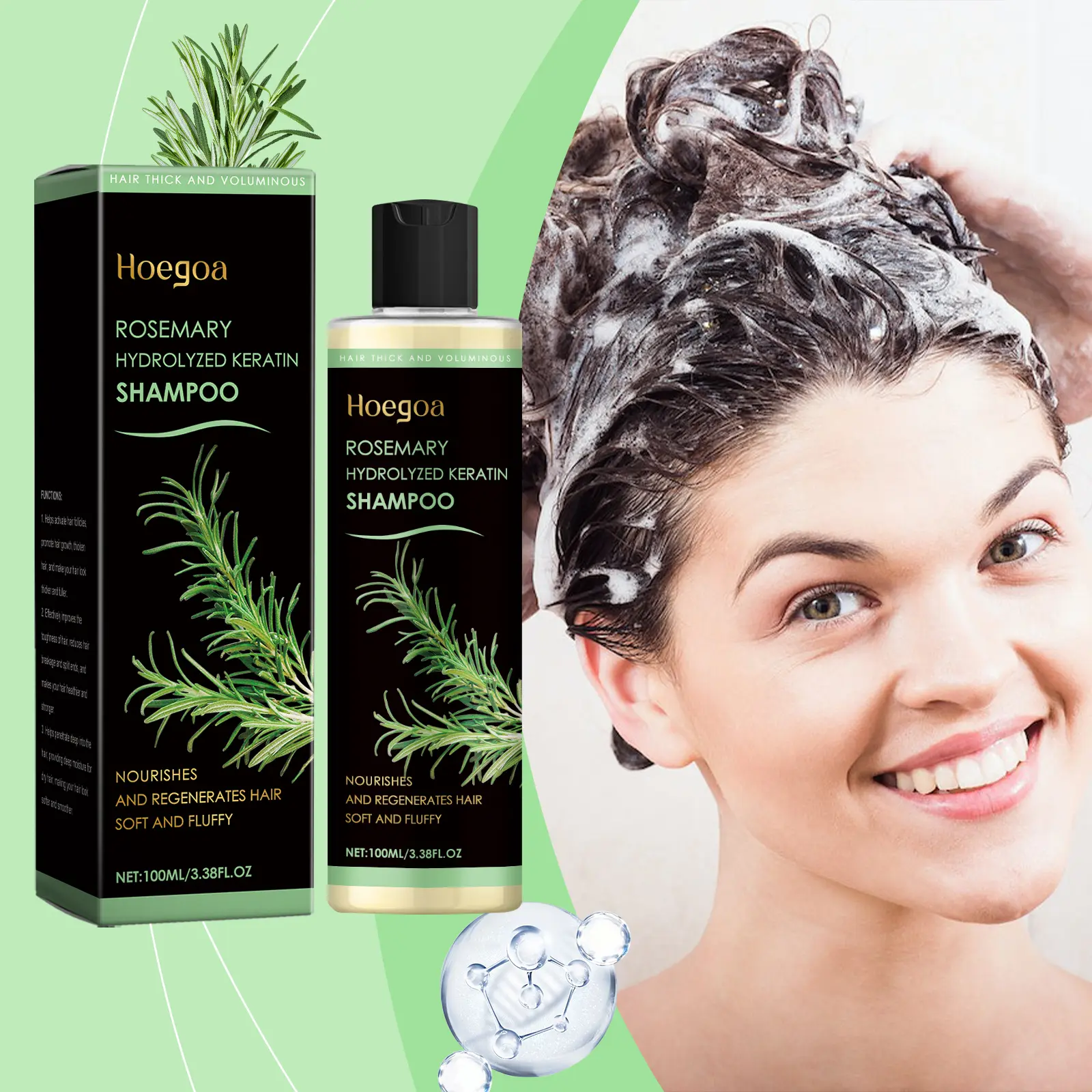 Hoegoa Rosemary Hair Thickening Shampoo - Daily Clarifying, Oily Hair Control, Scalp Care, Nourishing, Repairing, Growth-Enhancing Haircare Product, Clarifying Shampoo, Oily Hair Shampoo