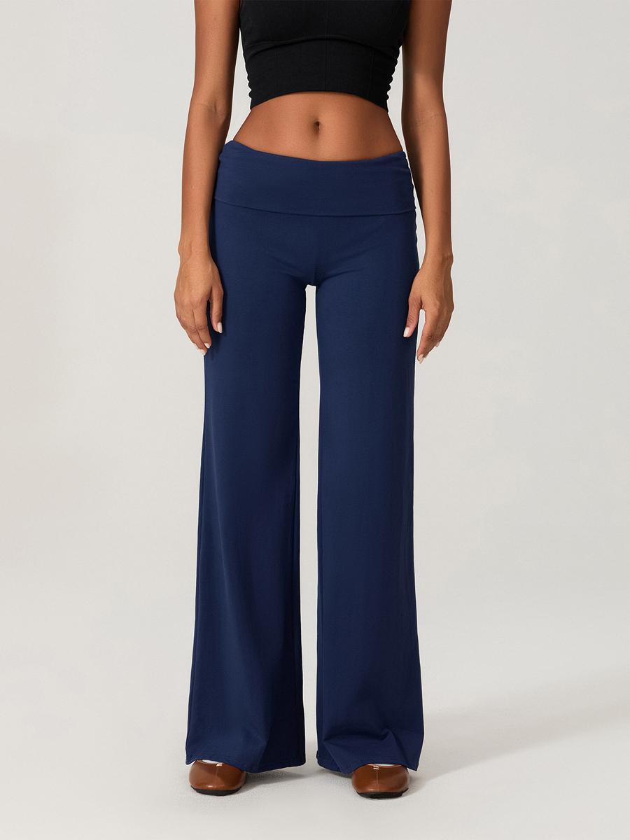 Casual Wide Leg Sweatpants for Women Fold Over Low Rise Flare Yoga Lounge Pants Back to School Clothes for Teen Girls Trousers