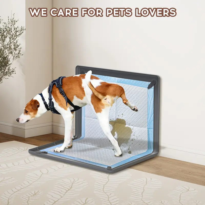 Pet Training Pad, Puppy Training Pads, Silicone Non-Slip Dog Potty Tray, High-Edge Puppy Mat Stand, Wall-Mountable, Easy to Clean, with 4 Magnetic Clips