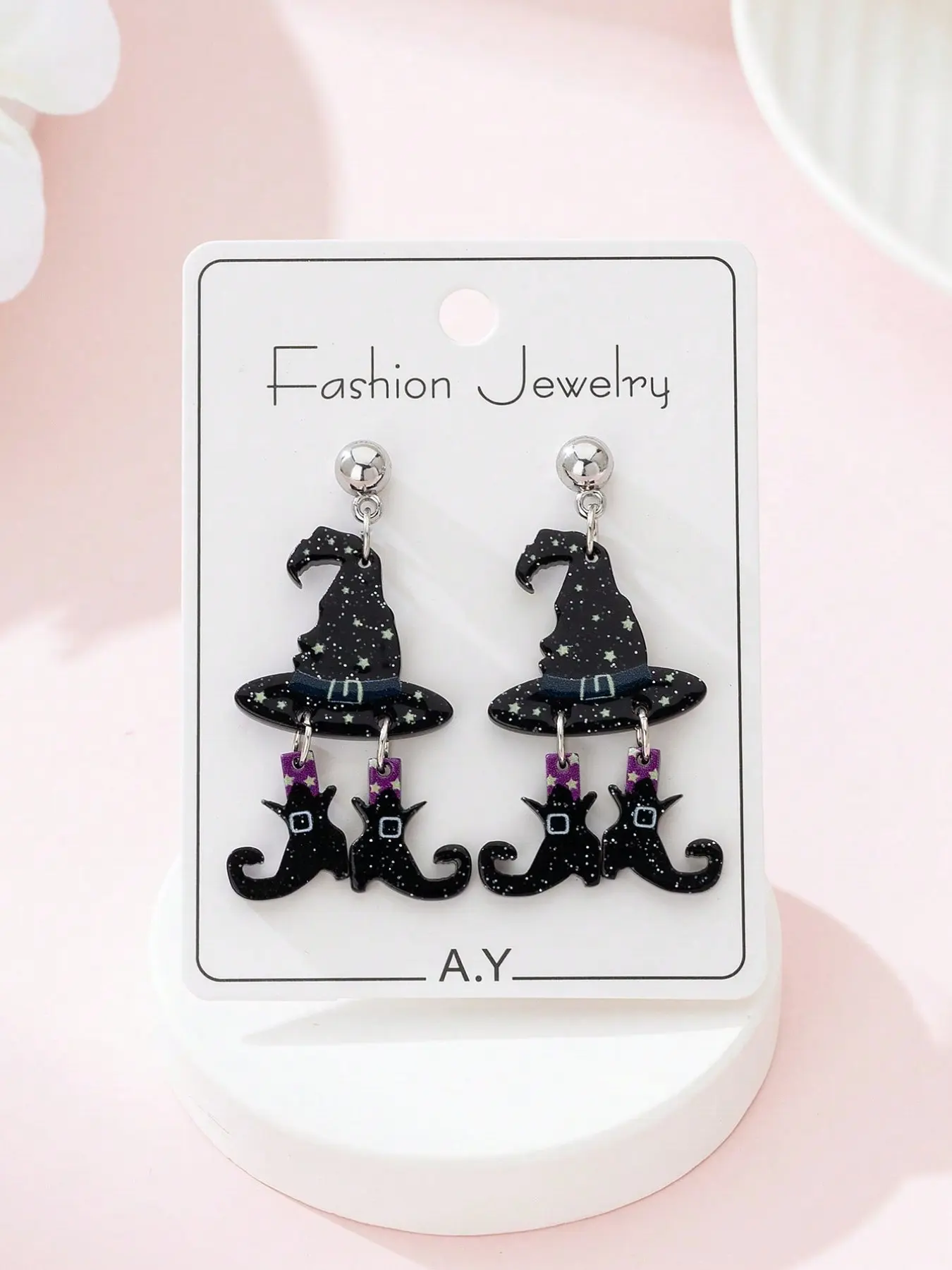 Halloween Scary Witch Hat & Boots Design Earrings, Women's Fashion Jewelry, Perfect for Holiday Parties, 1 Pair, Suitable For Women's Daily Wear, Party Gift, Commute, Banquet, Travel, Photography, Shopping, Dating