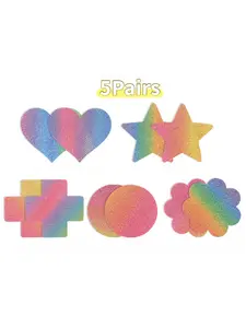 5 pairs of disposable sticky rainbow gradient lip stickers, sexy girl seamless cover-up stickers suitable for Pride Month and festival activities, fashionable accessories