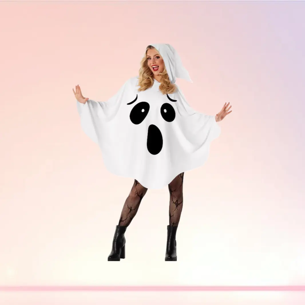 White Bat Elf Outfit Ghost Witch Cosplay Costume For Adult European American Halloween Party Gathering Role Play