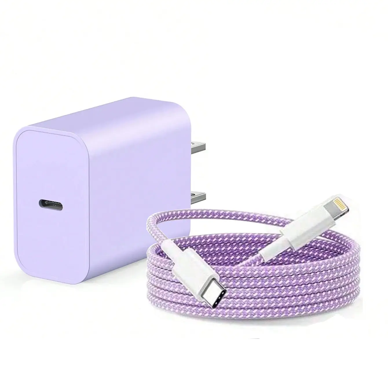 1 Set Colorful 20W PD Fast Charger Kit - 20W Wall Charger Adapter + 3.3ft/100cm Braided Fast Charging Data Cable, Compatible With IPhone 14 Pro Max/14 Pro/14 Plus/14/13/12/11/XS/XR/8/7/6, IPad Series