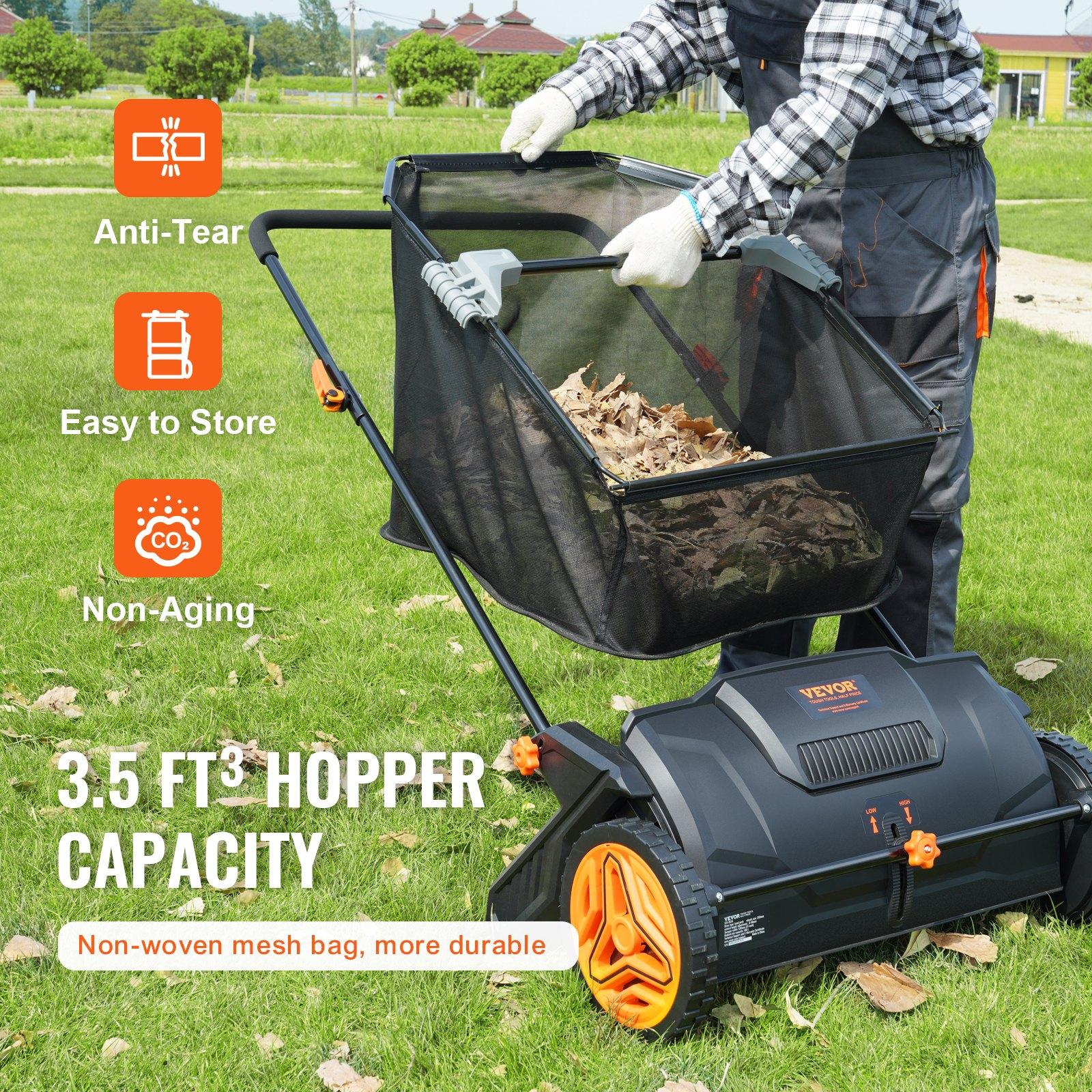VEVOR Push Lawn Sweeper, 21inch Leaf & Grass Collector, Strong Plastic Wheels & Heavy Duty Thickened Steel Durable to Use with Large Capacity 3.5 cu.ft.Mesh Collection Hopper Bag, 2 Spinning Brushes VEVOR Push Lawn Sweeper, 21inch Leaf & Grass Collector, Strong Plastic Wheels & Heavy Duty Thickened Steel Durable to Use with Large Capacity 3.5 cu.ft.Mesh Collection Hopper Bag, 2 Spinning Brushes