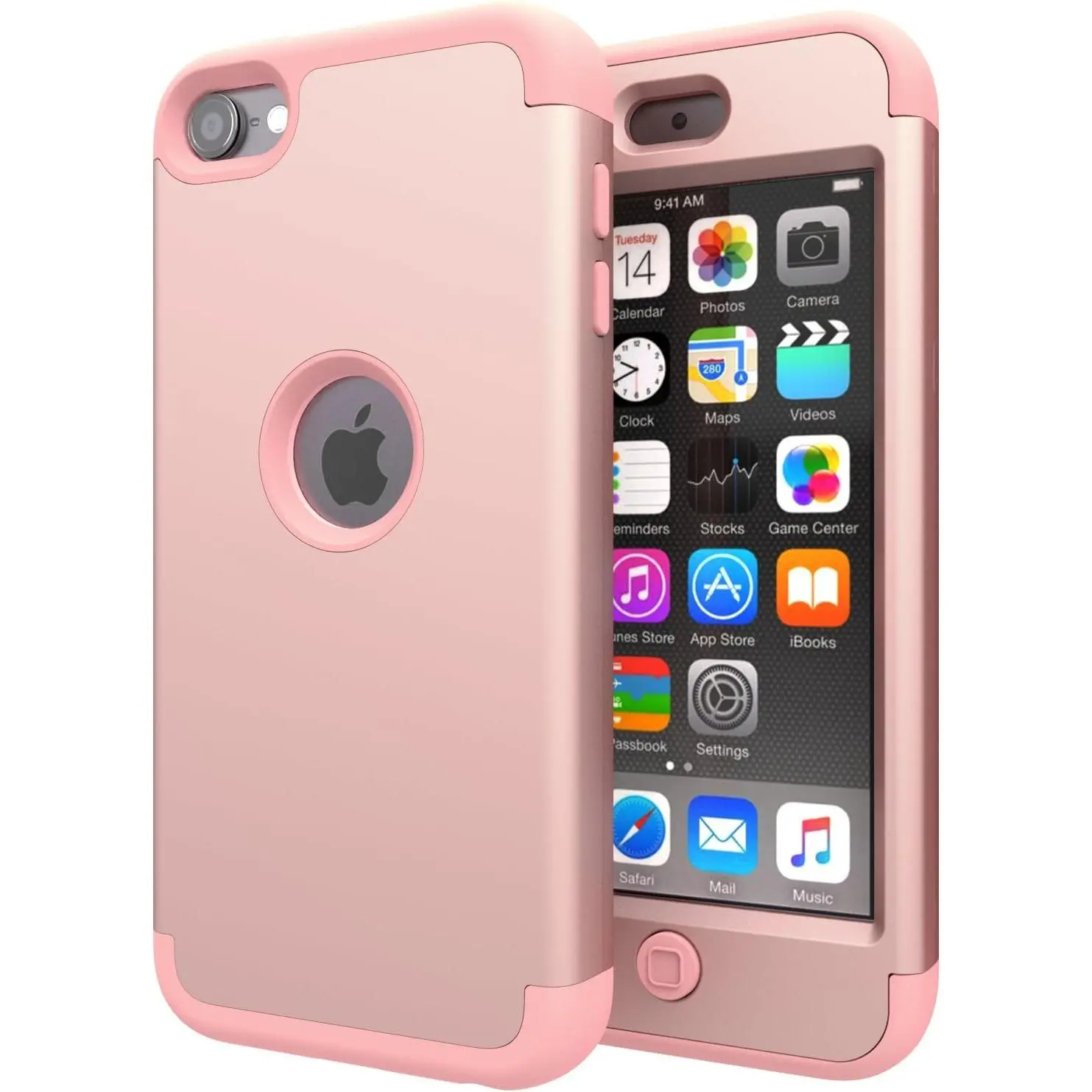 4326521808 iPod  6 Case,iPod  5 Case,(TM) Heavy Duty High  Armor Case Cover Protective Case for  iPod  5 6th Generation (Rose )