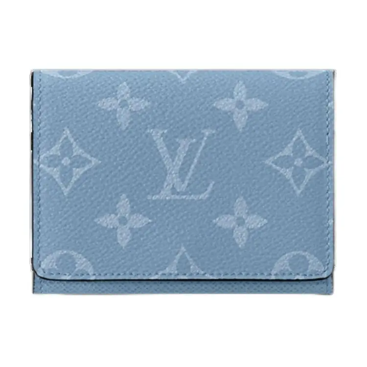 Louis Vuitton Classic Monogram Snap Closure Canvas Card Holder for Men in Blue