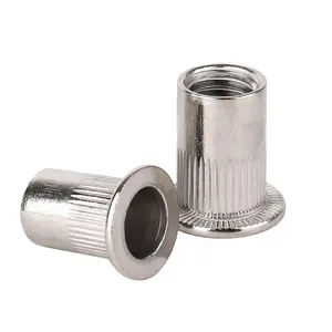 1/4"-20 Rivet Nut Tool Kit Rivnut -  100 count 1/4 20 UNC Rivnut Tool Kit, 304 Stainless Steel Flat  Hardware Nuts Threaded Inserts for Metal