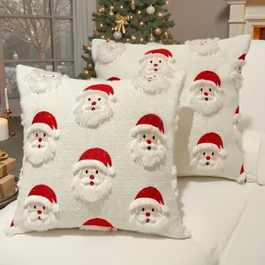 2-Pack Christmas Elf Plush Pillow Covers, 3D Fluffy Holiday Decor, Square Cushion Cases for Sofa Bed Bedroom Farmhouse, Winter Festive Gifts
