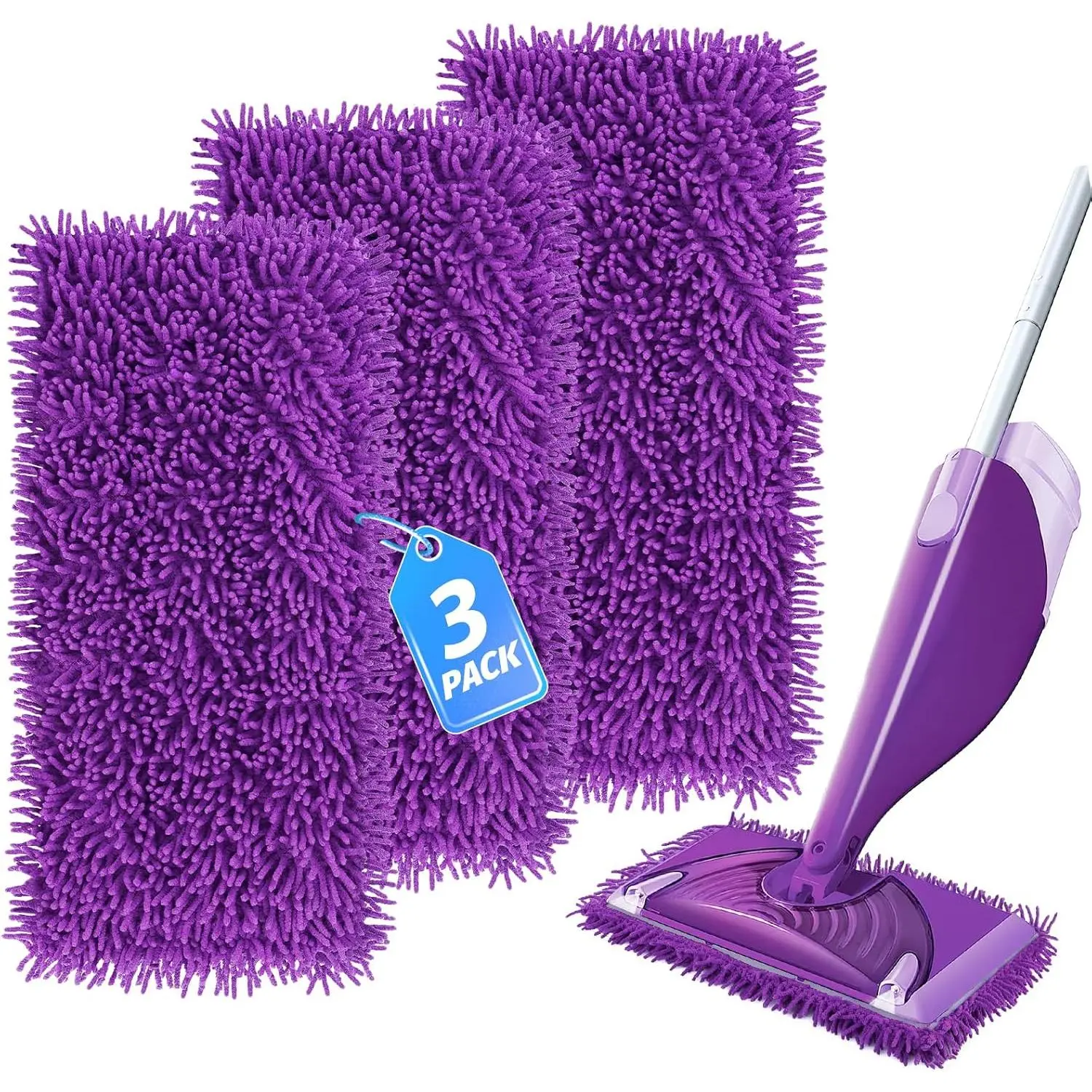 Wet Jet Pads Compatible with  Wetjet,  Wet Jet Refill for Hardwood and Floor  Mop, Upgraded Fiber Mop Pads for Deep Cleaning (3 Pack)