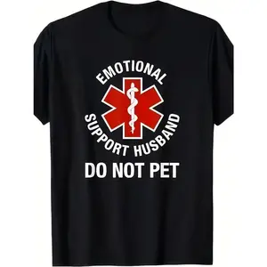 'Funny 'Emotional Support Husband' T-Shirt for Men - 100% Cotton Sarcastic Tee |