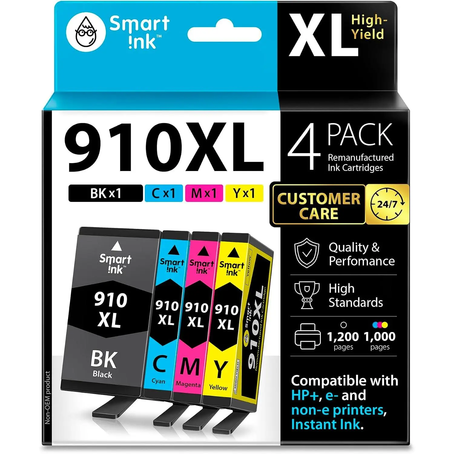 Remanufactured  Cartridges  for  910XL 910 XL Black and Color Combo Pack to use with OfficeJet Pro 8025e 8025 8028e 8028 8035e 8035 OfficeJet 8015e 8022e 8015 8022 Printers