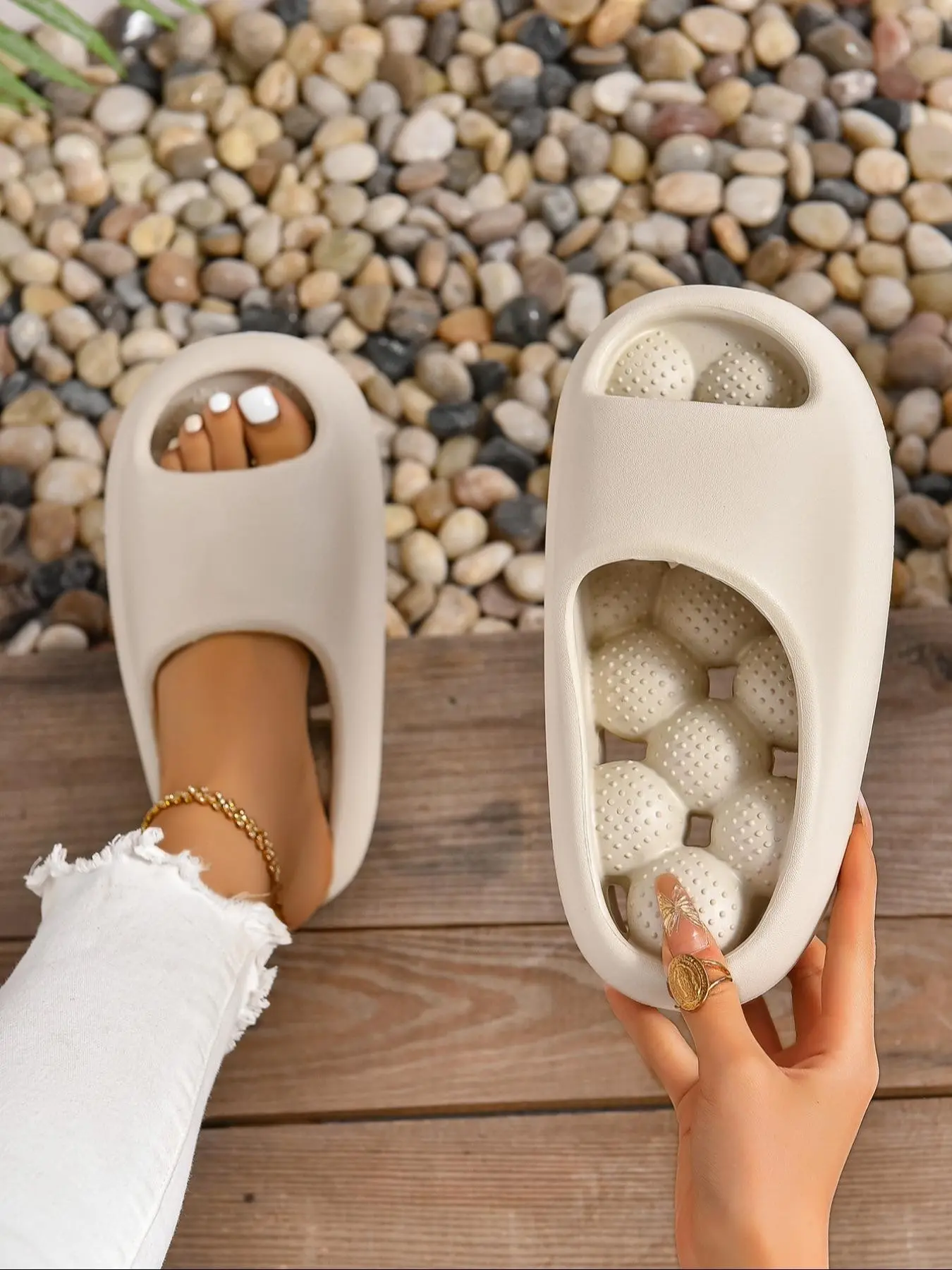 Anti-Slip Hollow Out Quick-Dry Massage Slippers for Bathroom, Shower Slides, non slip eva Summer Unisex Indoor Home Shoes, Comfortable and Durable Design