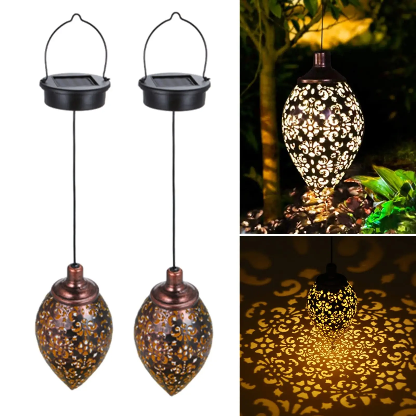 1/2 Pack solar moroccan lanterns outdoor, Solar Garden Lights ,Garden Lanterns for Outside,Hanging Solar Lights Solar Lantern LED Garden Lights Metal Lamp Waterproof for Outdoor Hanging Decor，Suitable for garden, courtyard, corridor, and path lighting dec