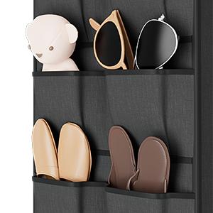 Portable Closet Wardrobe for Hanging Clothes 57.3 Inch Large Capacity Clothes Rack with Cover, 10 Storage Organizer Shelves, 1 Hanging Rods and 6 Pockets, Free Standing Closet for Bedroom, Black