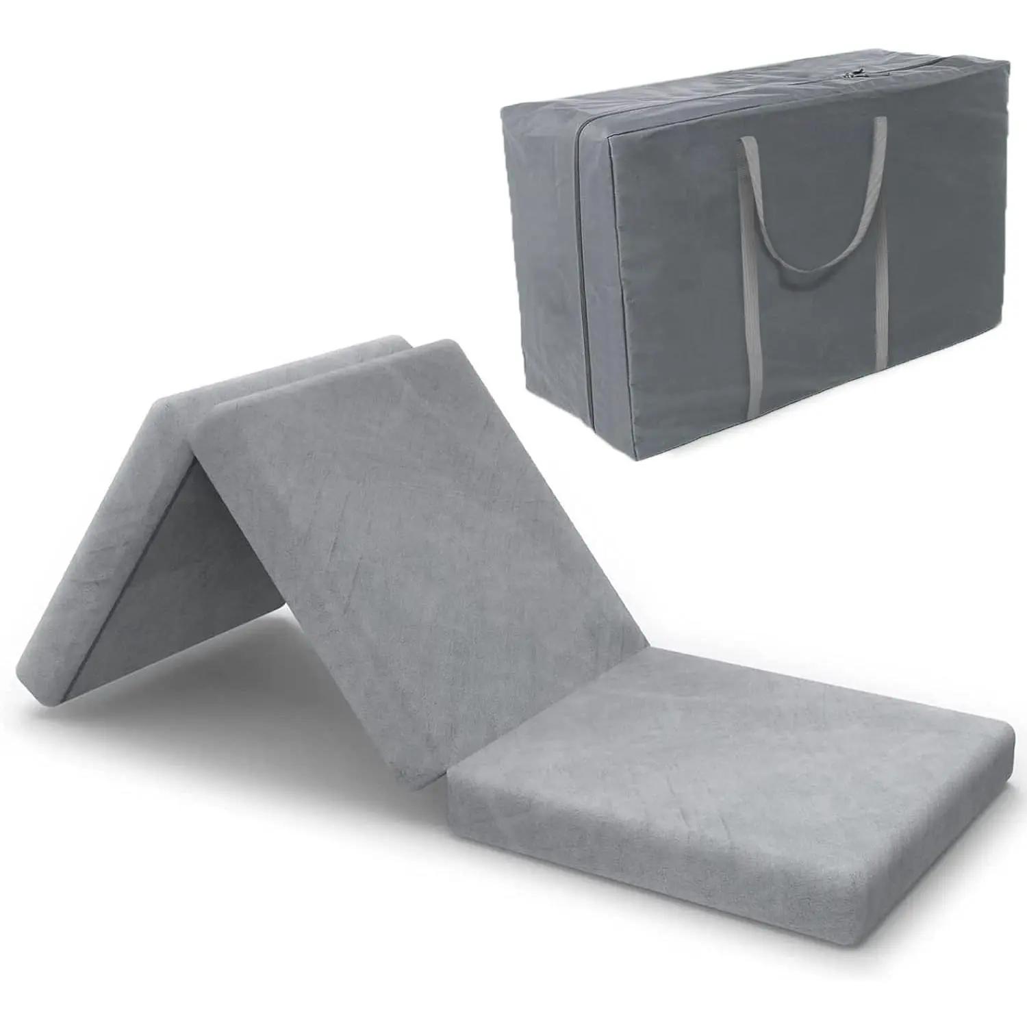 Tri-Fold Mattress, 4-Inch High Support Foam Foldable Guest Bed for Adults, Portable Floor Cot with Removable Washable Cover, 25 x 75 Inch, CertiPUR-US Certified, Foldable Mattress, Removable Cover