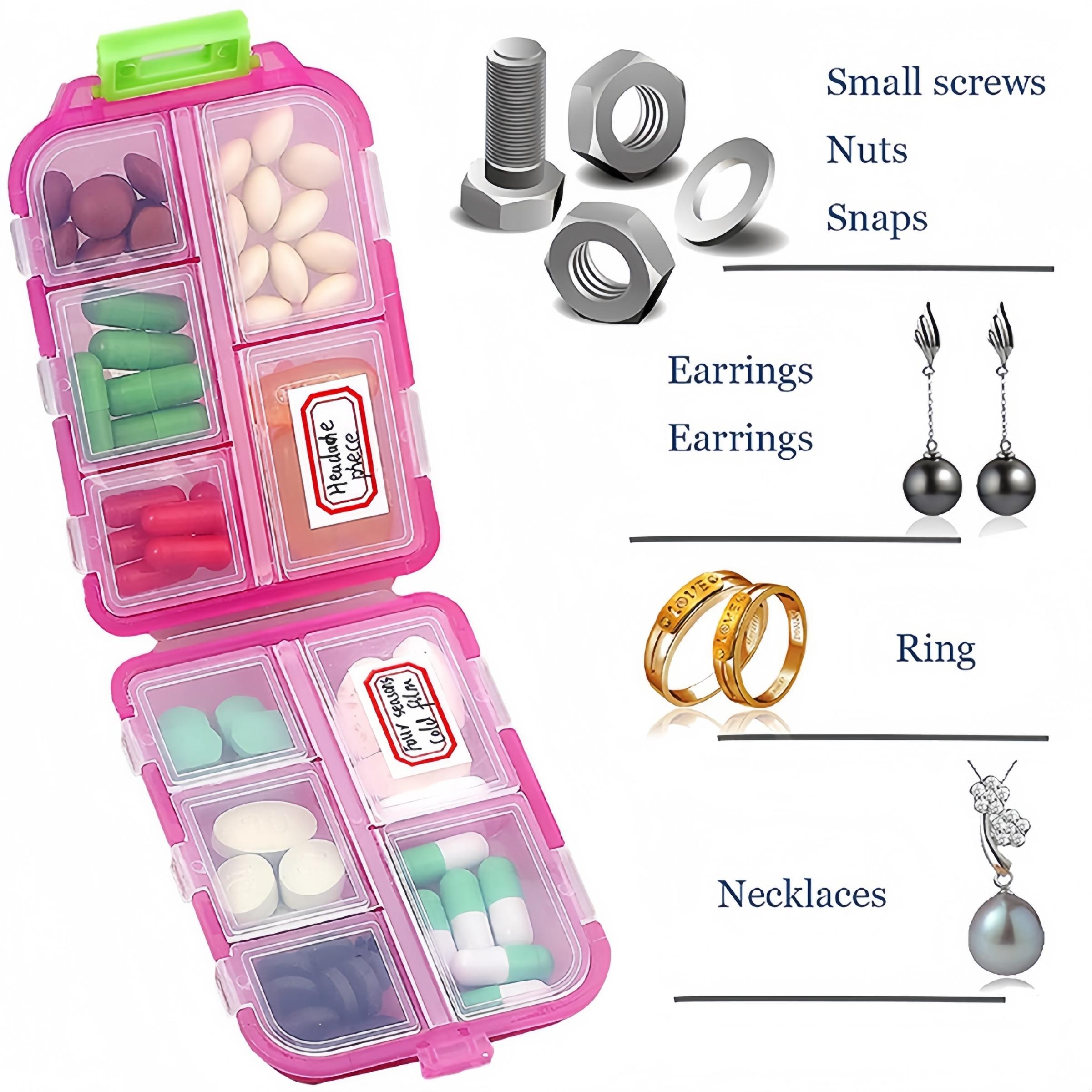 Empty Pill Box with 147pcs Sticker, 1 Box Waterproof Dustproof Pill Storage Box with Label, Portable Travel Pill Organizer, Sealed Box for Earrings Necklaces Lipstick