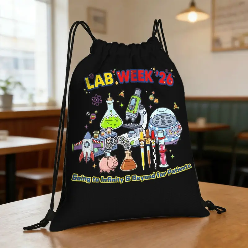 Lab Week 2026 Lab Narrative to Infinity And Beyond Technician Team Drawstring Bag |   Lightweight for Sports, Fitness, Outdoor Travel, Training, Ideal for Everyday Leisure, Commuting, And Gym Use, Gift