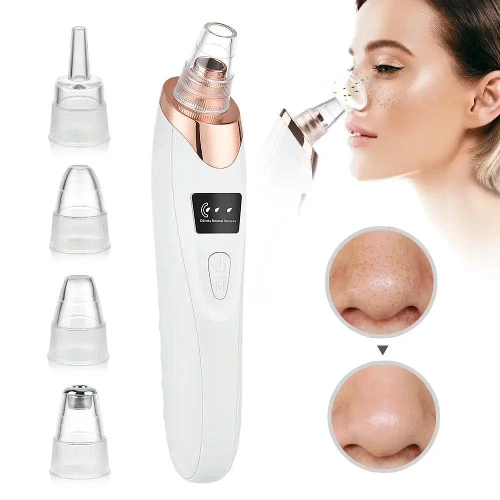 2026 Latest Pore Vacuum Cleaner, USB Rechargeable Extractor with 4 Replacement Heads and Heat Press Function, Facial Cleaning Device, Facial Pore Cleansing