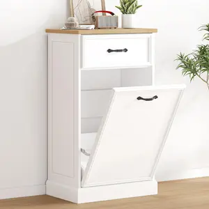 Garvee Tilt Out Cabinet for 10 Gallon Bin, Freestanding White Kitchen Storage Solution for Dining and Living Room, Concealed and Space-Saving Design