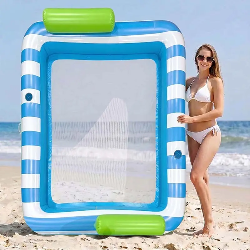 Inflatable Tanning Pool Lounge Float With Cup Holder,Pool Float, Pool Float Lounger,70“X67”Extra Large Pool Floats Adult with Pillow, 4 in 1 Suntan Tub Raft Floatie, Sunbathing Bed Lounge for Water Blow Up Kids Ball Pit Party Gifts