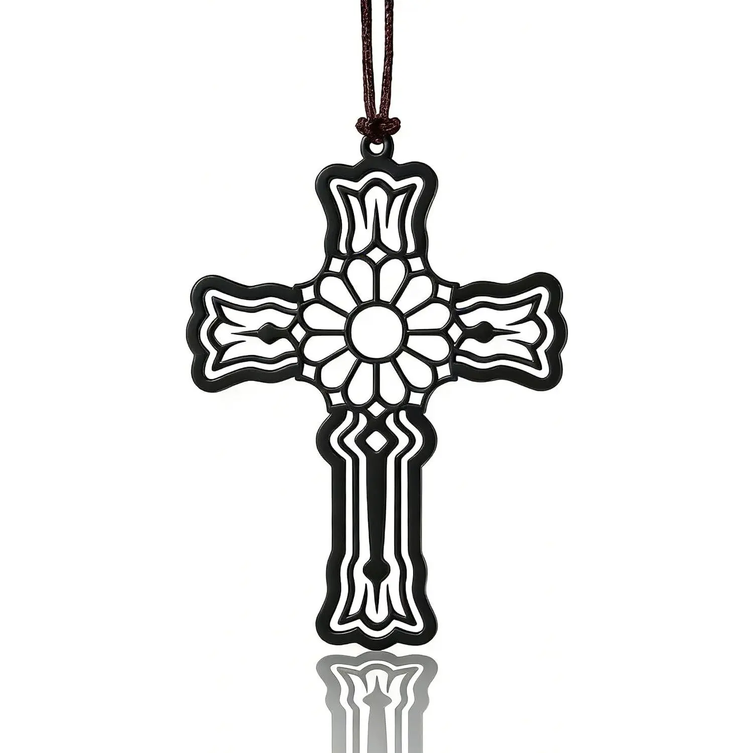 Matte Black Iron   Ornament for Rearview Mirror – Christian Auto Accessories – Metal  Charm with  Loop – Faith-Inspired  Decoration