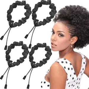 Silk Hair Ties for Curly Hair – 2-Pack Scrunchies & Adjustable Puff Cuff | Gentle Ponytail Holder for Thick Hair, Dreadlocks & Natural Hair (Boho Silk Pattern)