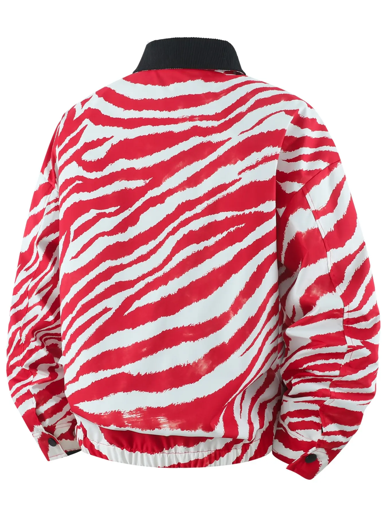 Men's Zebra Print Jacket, Stand Collar, American Street Style, Casual Long Sleeve Zipper Coat, Loose, Suitable for Spring and Autumn