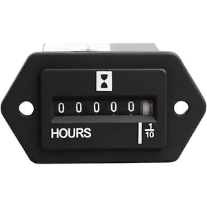 Car Mechanical Hour Meter AC100-250V 6 Digit Display Vehicle Engine Hourmeter High Accuracy Mechanical Automotive Hour Timer Gauge Universal for ATV UTV Tractors Motocross