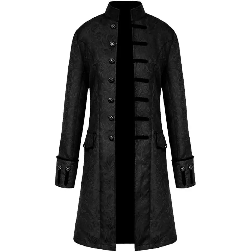 Men's Steampunk Vintage Gothic Victorian Frock Coat Uniform Halloween Costume Jacket(Gift)